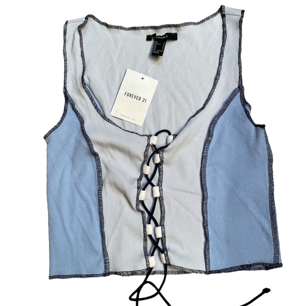 NWT Forever 21 cropped open tie shirt